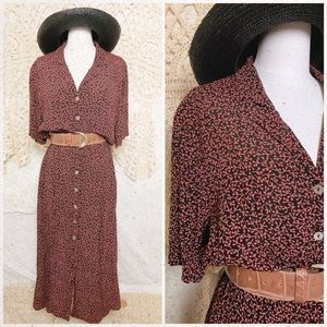 VNTG | red and black button down dress